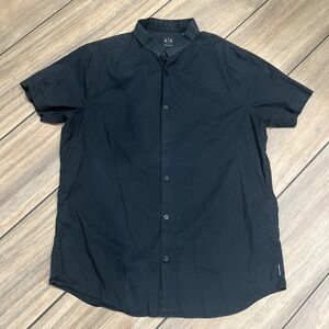 Armani Exchange Men's Short Sleeve Black Button-Up Shirt Size XL Slim